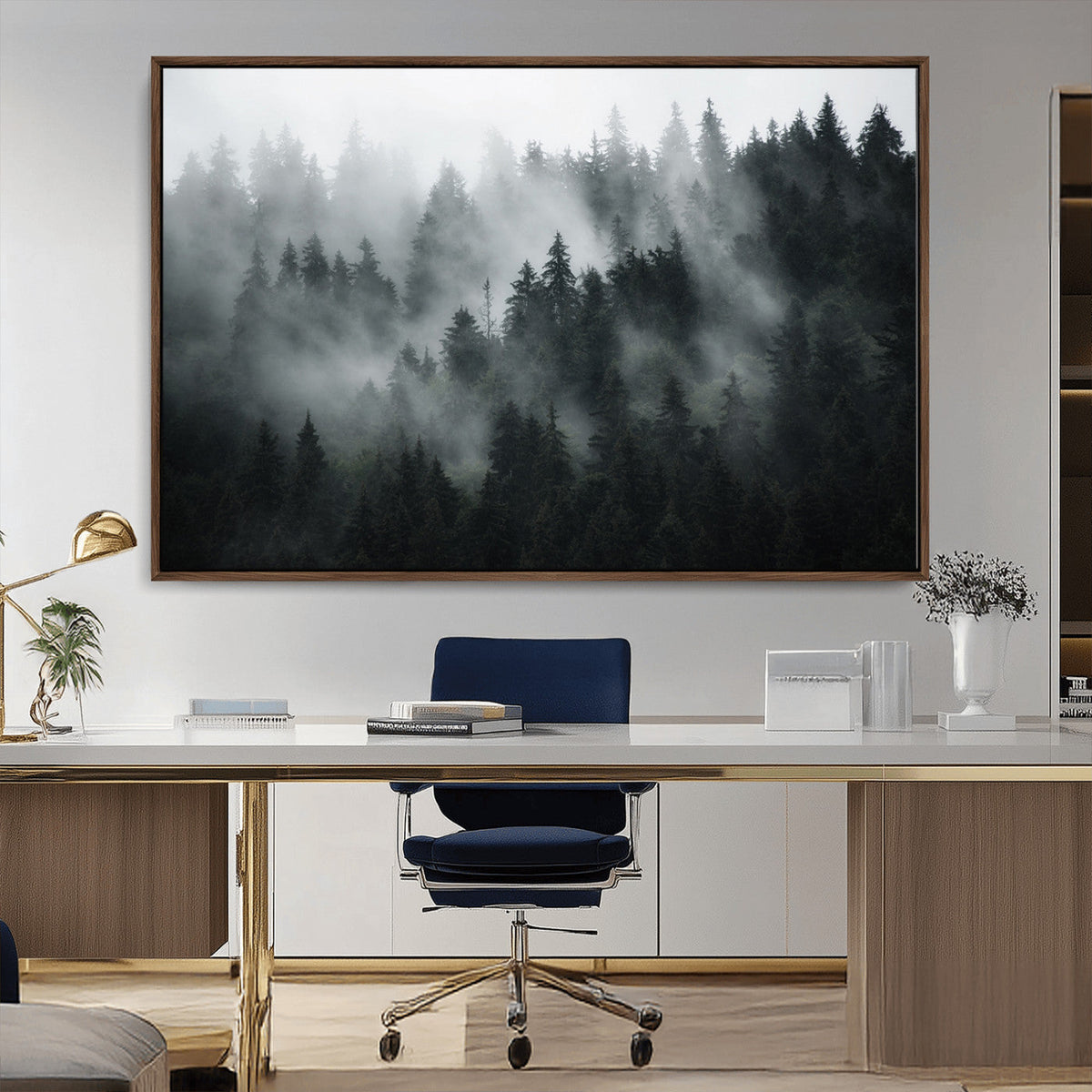 Foggy Forest Wall Art Canvas Print | 3 Panel Large Misty