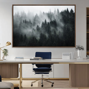 Foggy Forest Wall Art Canvas Print | 3 Panel Large Misty