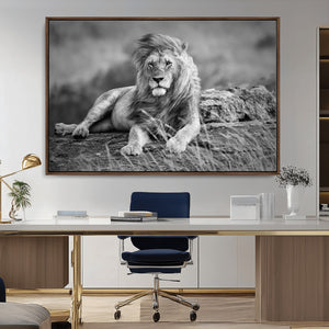 King Forest Lion Wall Art Canvas Print – Framed Majestic