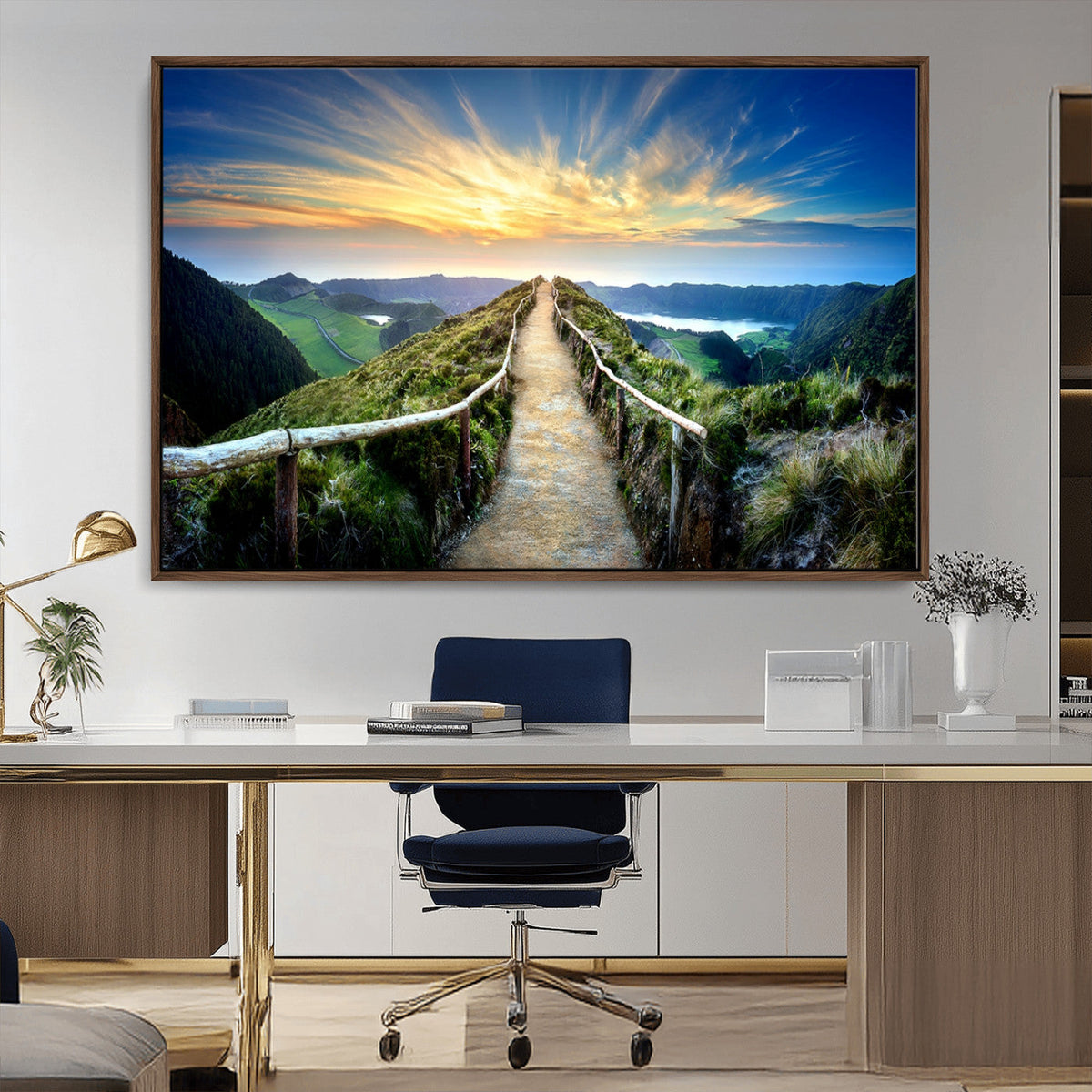 Mountain and Sunset Wall Art Canvas Print