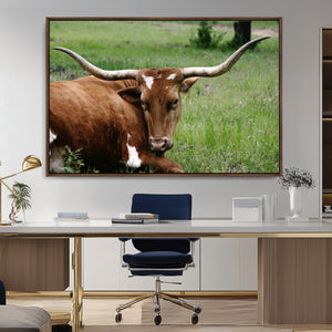 Longhorn Cow Animal Wall Art Canvas Print