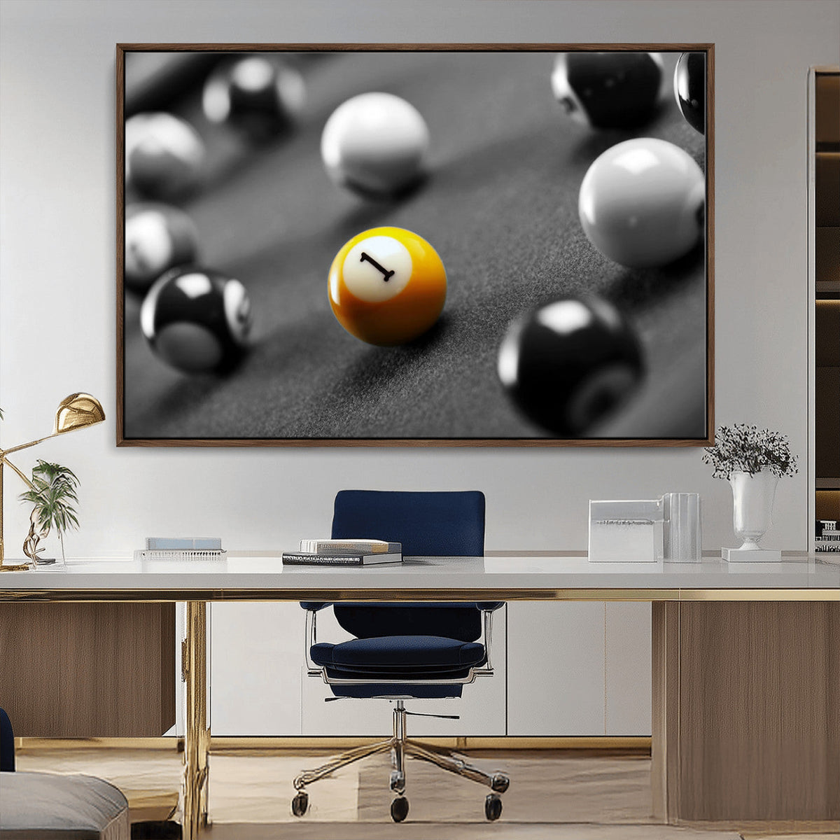 Wall Art Pool Table and Balls Canvas Print