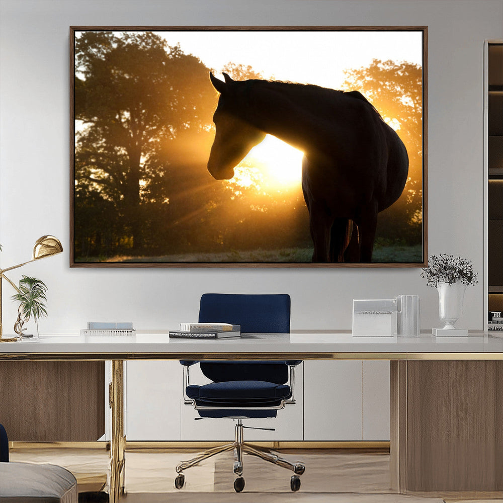 Horse at Sunset Wall Art Animal Canvas Print