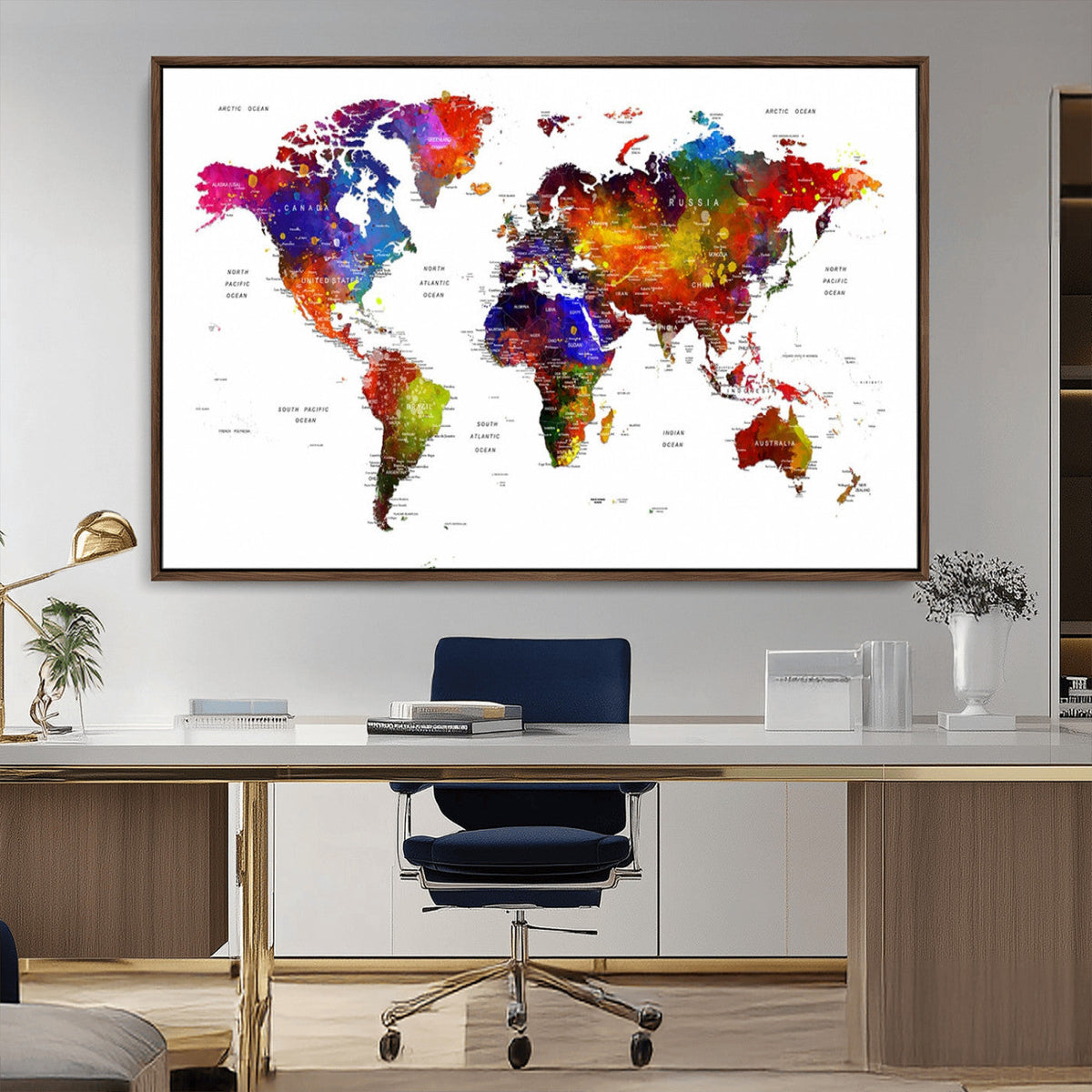 World Map Canvas Print – Detailed Map of the World Wall Art