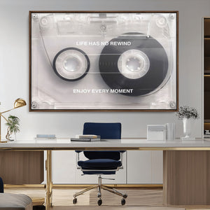 Vintage Cassette Tape Canvas Wall Art - Inspirational 'Life
