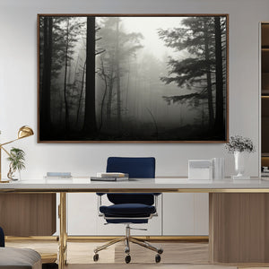 Misty Forest Wall Art Premium Canvas Print a Foggy and