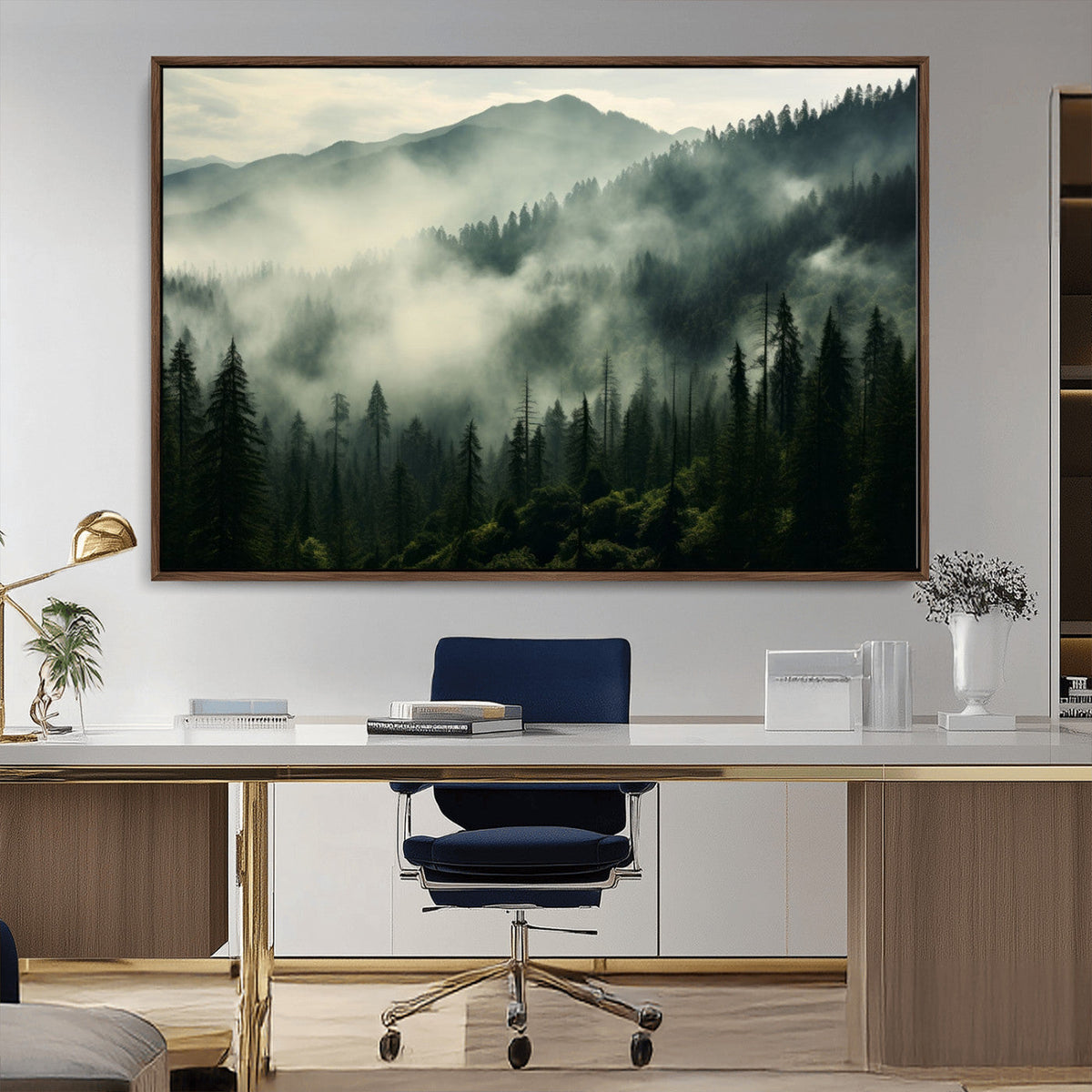 Captivating Misty Forest Wall Art Premium Canvas Print a