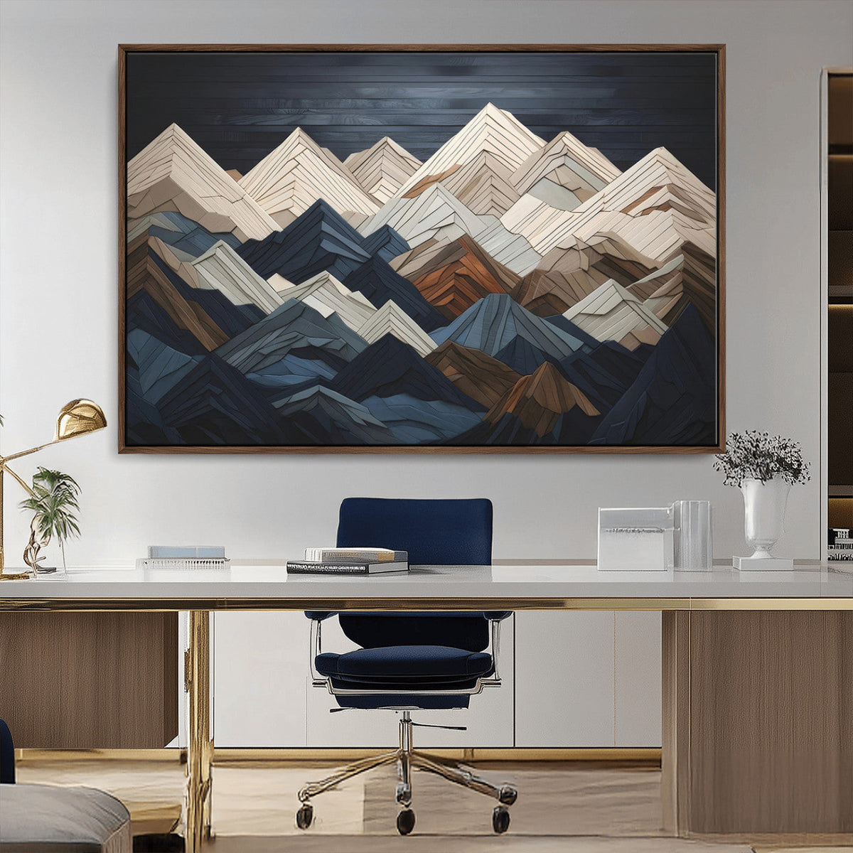Mountain Wall Art – Modern Geometric Landscape Canvas Print,