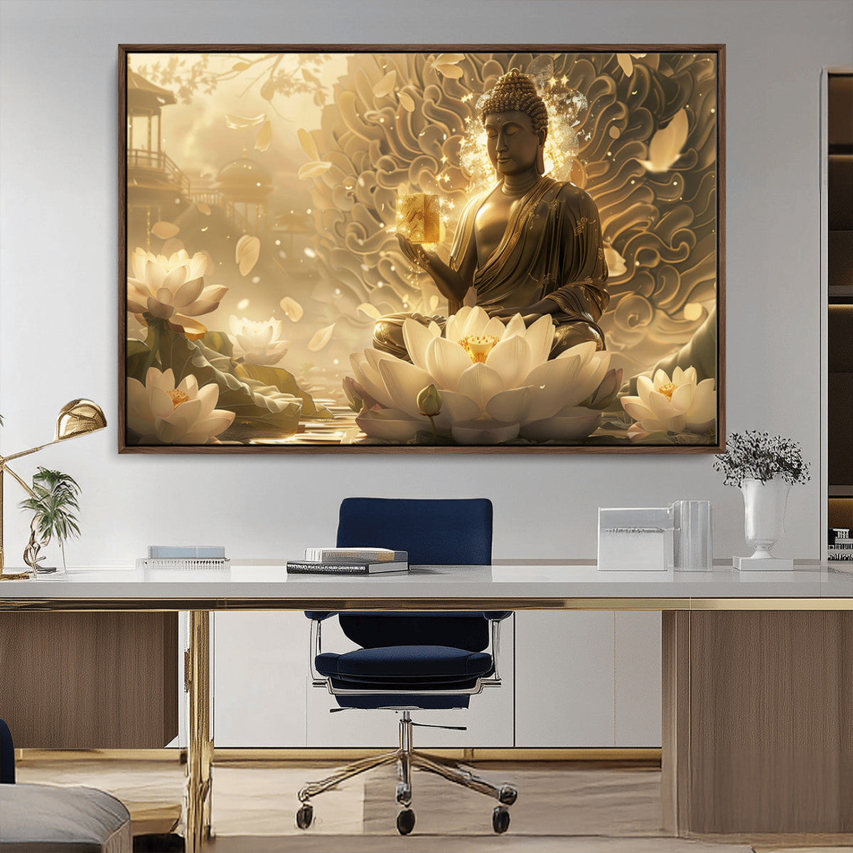 Golden Buddha Wall Art | Yoga Room Decor and Meditation Room