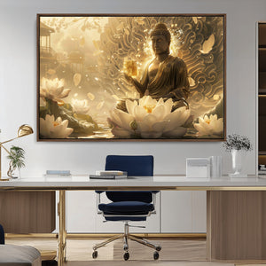 Golden Buddha Wall Art | Yoga Room Decor and Meditation Room