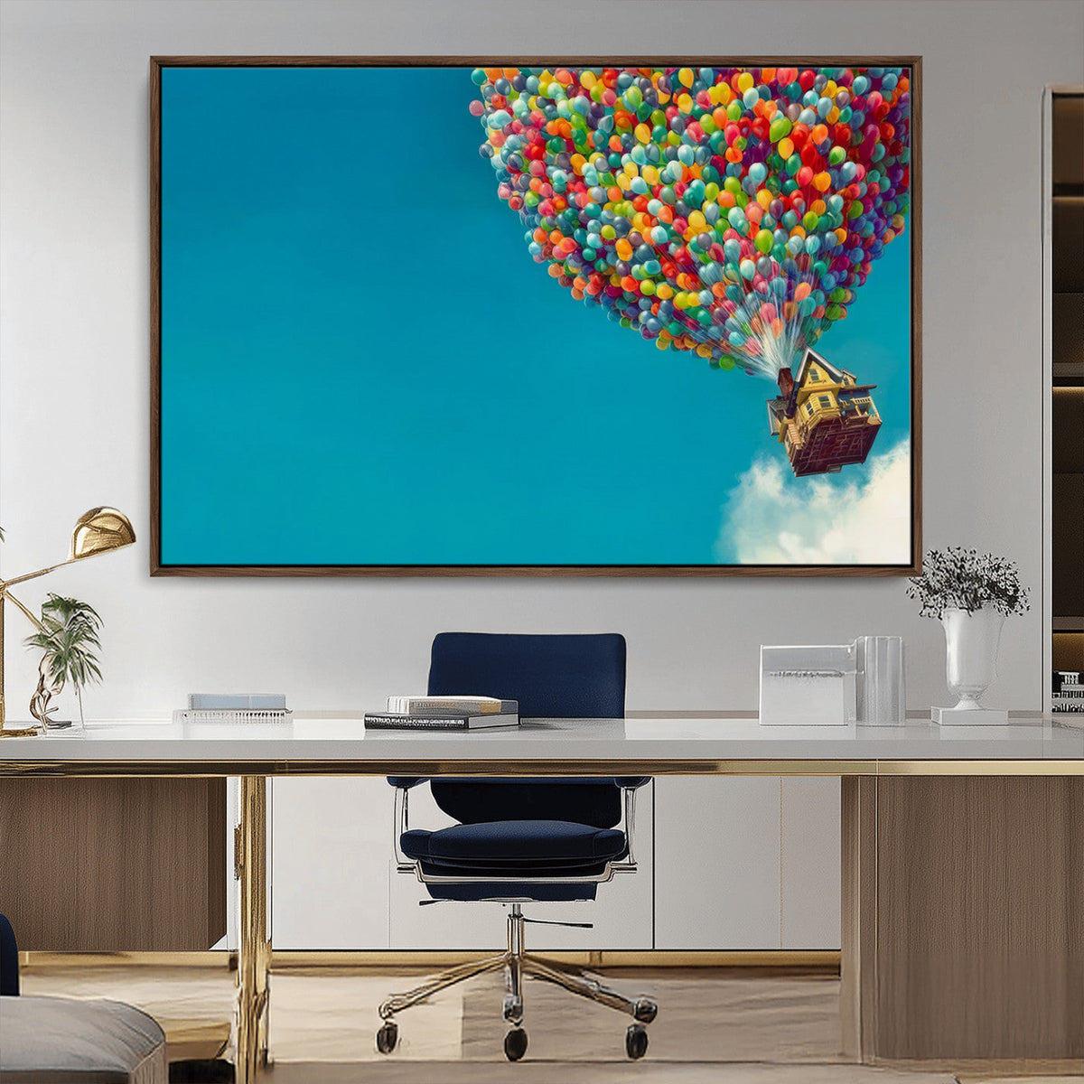 Carl Fredricksen, Up Movie Wall Art, Colorful Balloon House
