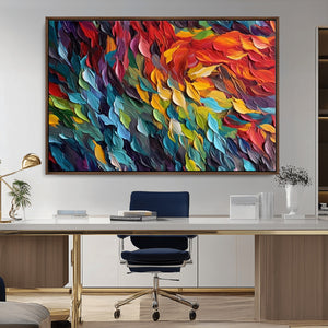 Vibrant Abstract Leaf Wall Art Canvas Print | Bold Colorful