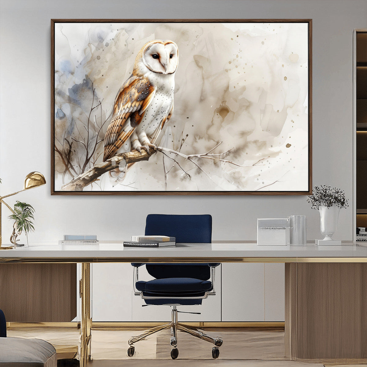 Barn Owl Wall Art | Watercolor Canvas Print | Perfect for