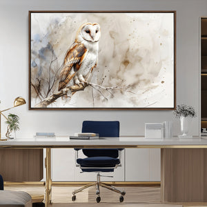 Barn Owl Wall Art | Watercolor Canvas Print | Perfect for
