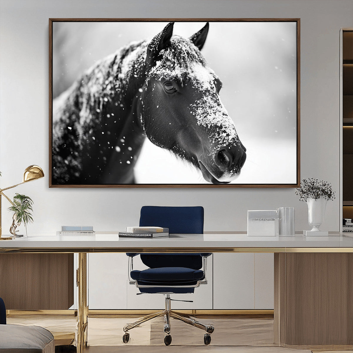 Horse Canvas Print - Winter Horse Snow Wall Art Canvas Print