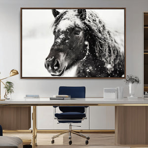 Framed Black and White Horse Wall Art | Ready to Hang and