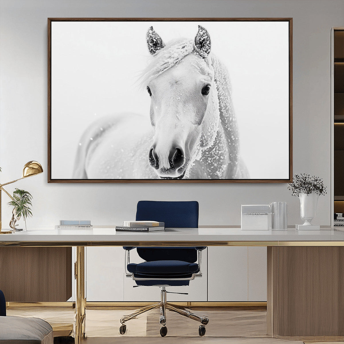Majestic White Horse Wall Art | Ready to Hang and Framed |