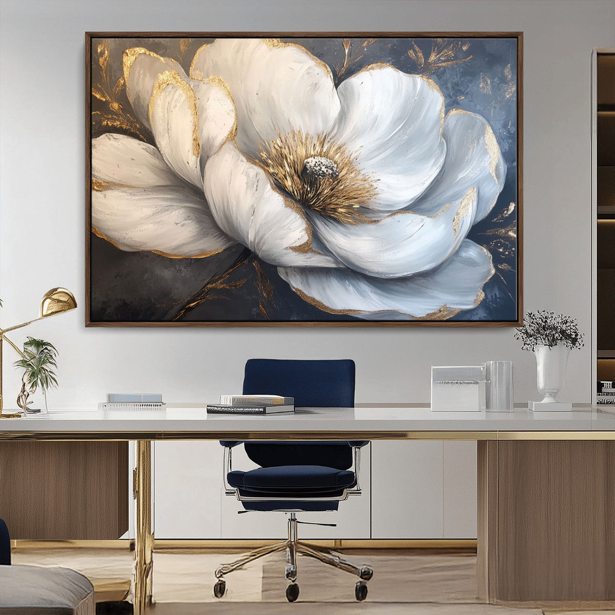 White Magnolia Flower Wall Art Canvas Print | Abstract