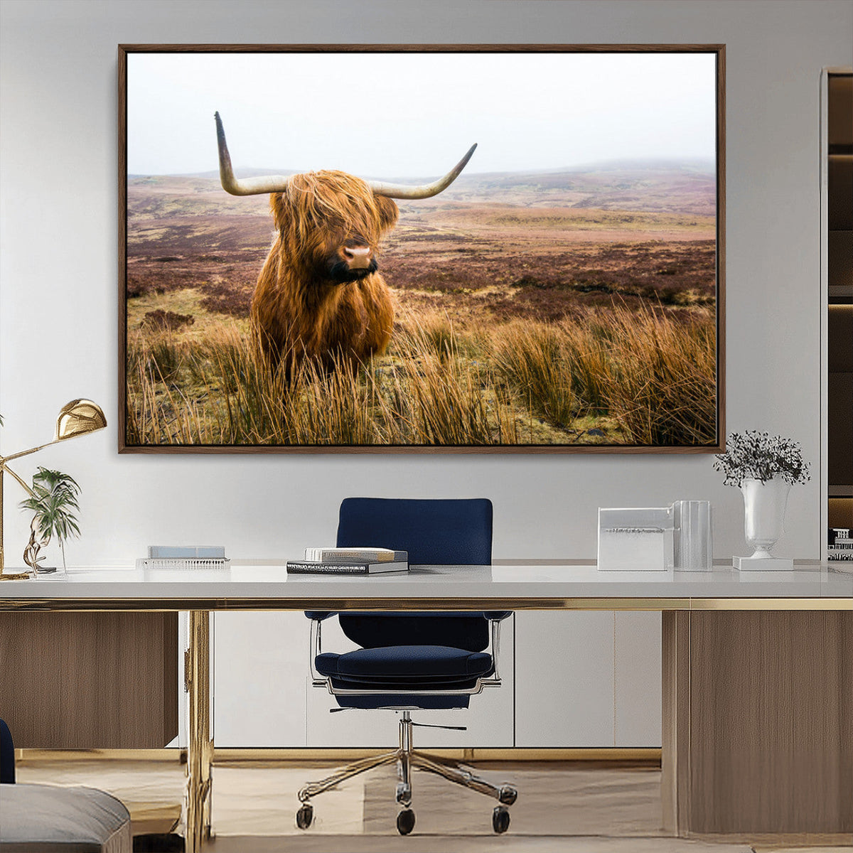 Scottish Highland Cow Canvas Wall Art – Rustic Farmhouse