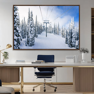 Winter Ski Lift Wall Art Print - Landscape Wall Art | Snowy
