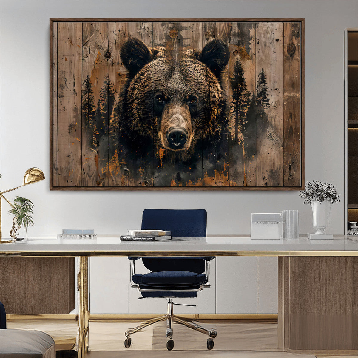 Rustic Grizzly 399 Wall Art | Triptych Canvas Print | Rustic