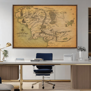 Middle Earth Map Canvas Wall Art – Vintage Fantasy Map