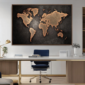 World Map Canvas Print – Framed Travel Map Wall Art for