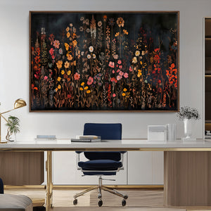 Large Floral Painting Print Illustration Flowers Canvas Wall