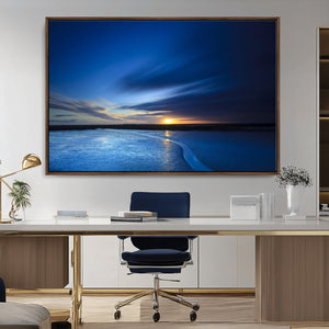 Blue Sunset Ocean Canvas Wall Art Print – Serene Coastal