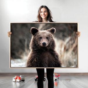 Brown Bear Wall Art Canvas Print – Framed Majestic Woodland
