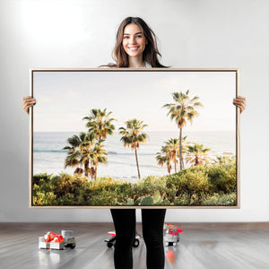 California Coast Palm Trees Wall Art Canvas Print – Framed