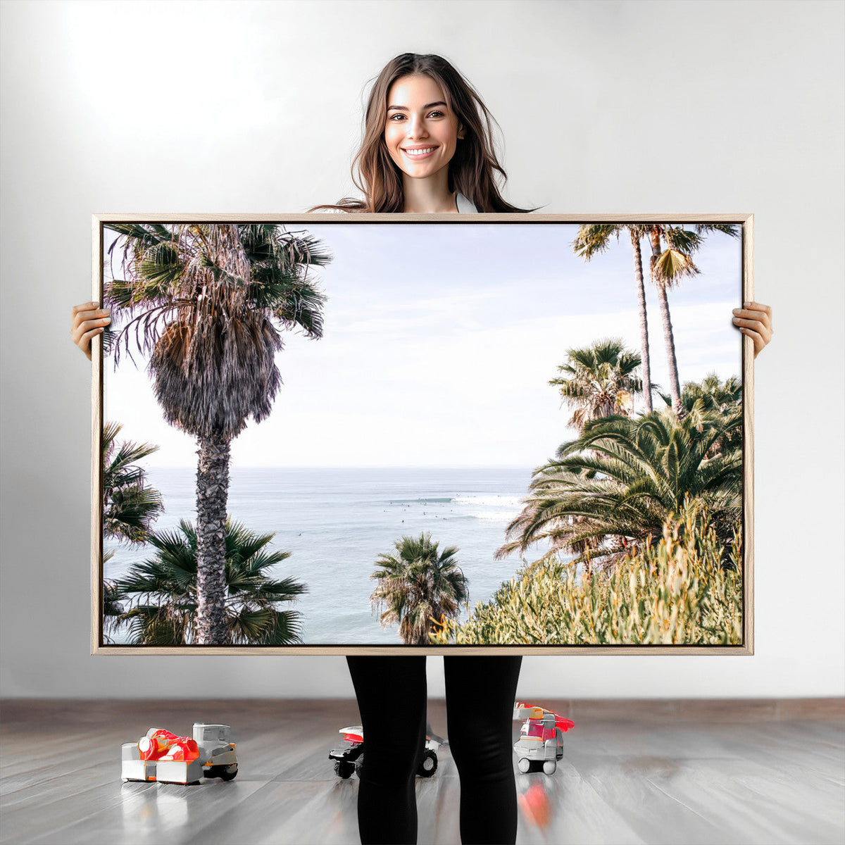 Coastal Palm Trees Wall Art Canvas Print – Framed Ocean