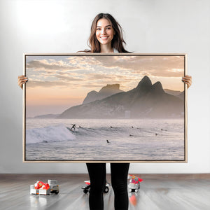 Sunset Surfing Wall Art Canvas Print – Framed Misty