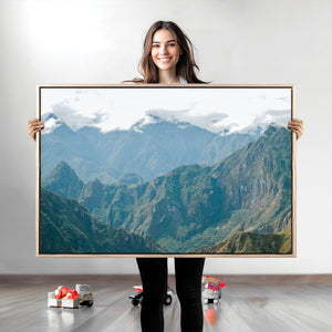 Misty Mountain Wall Art Canvas Print – Framed Cloudy Andean