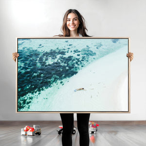Minimal Beach Wall Art Canvas Print – Framed Ocean Swimming