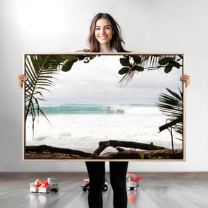 Tropical Surf Wall Art Canvas Print – Framed Palm Tree View