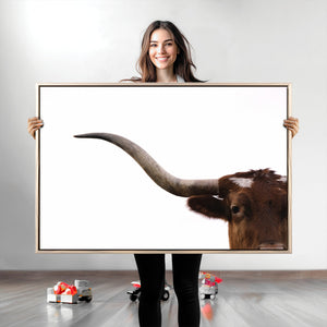 Texas Longhorn Wall Art Canvas Print – Framed Minimalist Cow