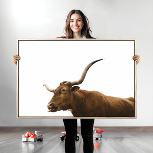 Longhorn Cow Wall Art Canvas Print – Framed Rustic Animal
