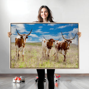 Texas Longhorn Wall Art Canvas Print – Framed Western Decor