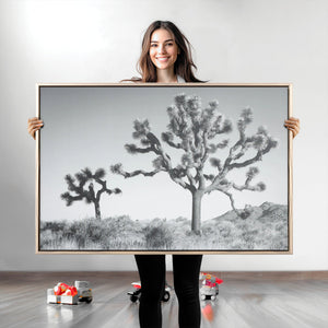 Joshua Tree Wall Art Canvas Print – Black and White Desert