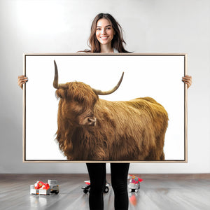 Highland Cow Wall Art Canvas Print – Framed Farmhouse Wall