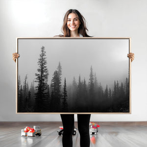Misty Pines Wall Art Canvas Print – Framed Woodland