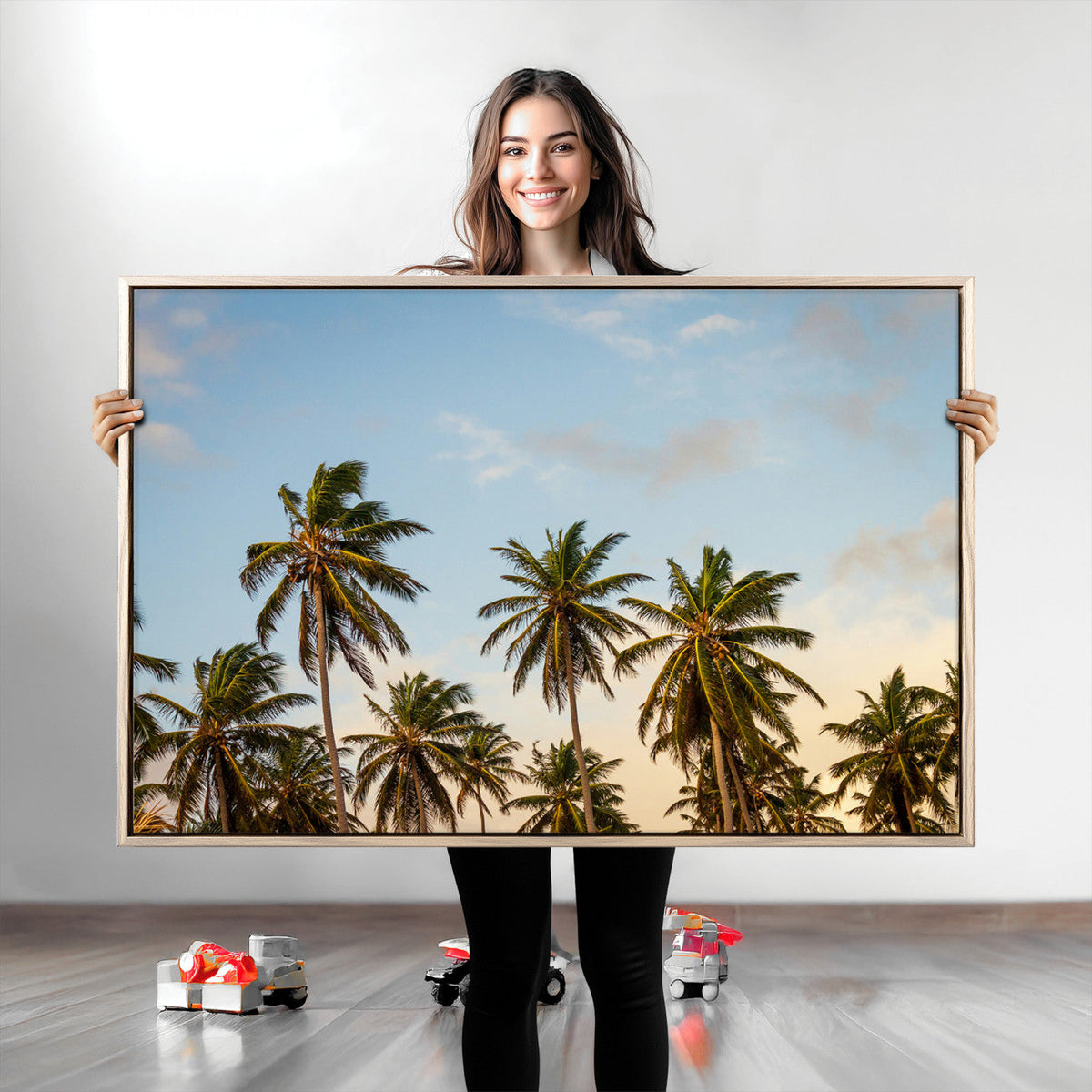 Palm Trees Wall Art Canvas Print – Framed Tropical Vibes Art