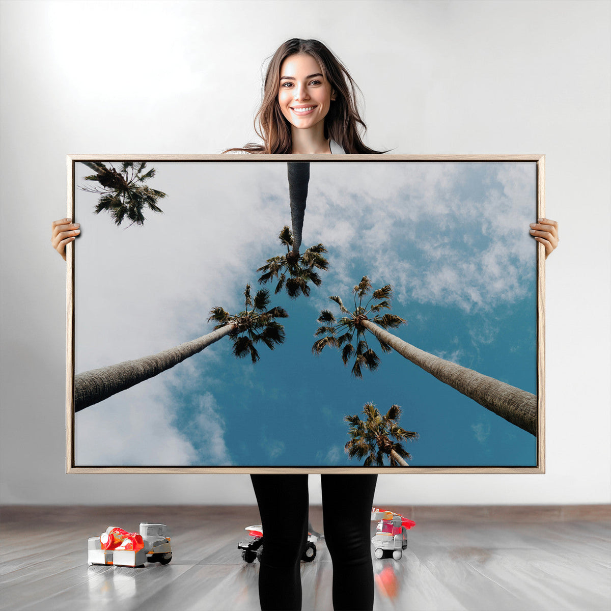 Tropical Palm Trees Wall Art Canvas Print Framed California