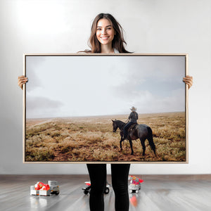 Cowboy Wall Art Canvas Print – Framed Western Ranch Scene