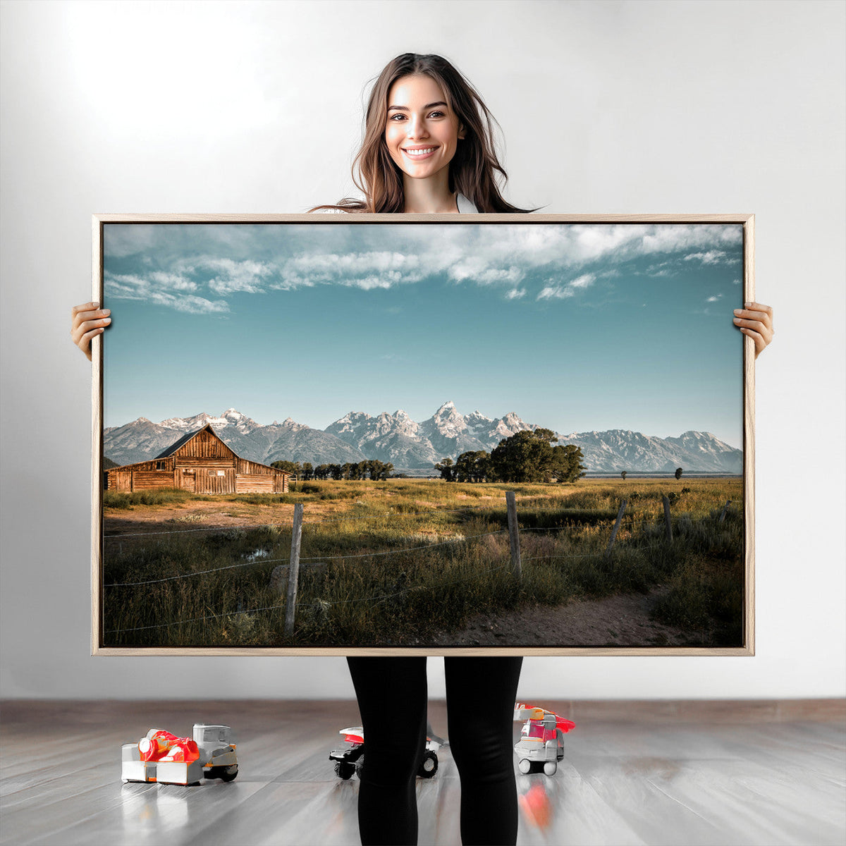 Rustic Farmhouse Wall Art Canvas Print – Framed Mountain