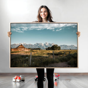 Rustic Farmhouse Wall Art Canvas Print – Framed Mountain
