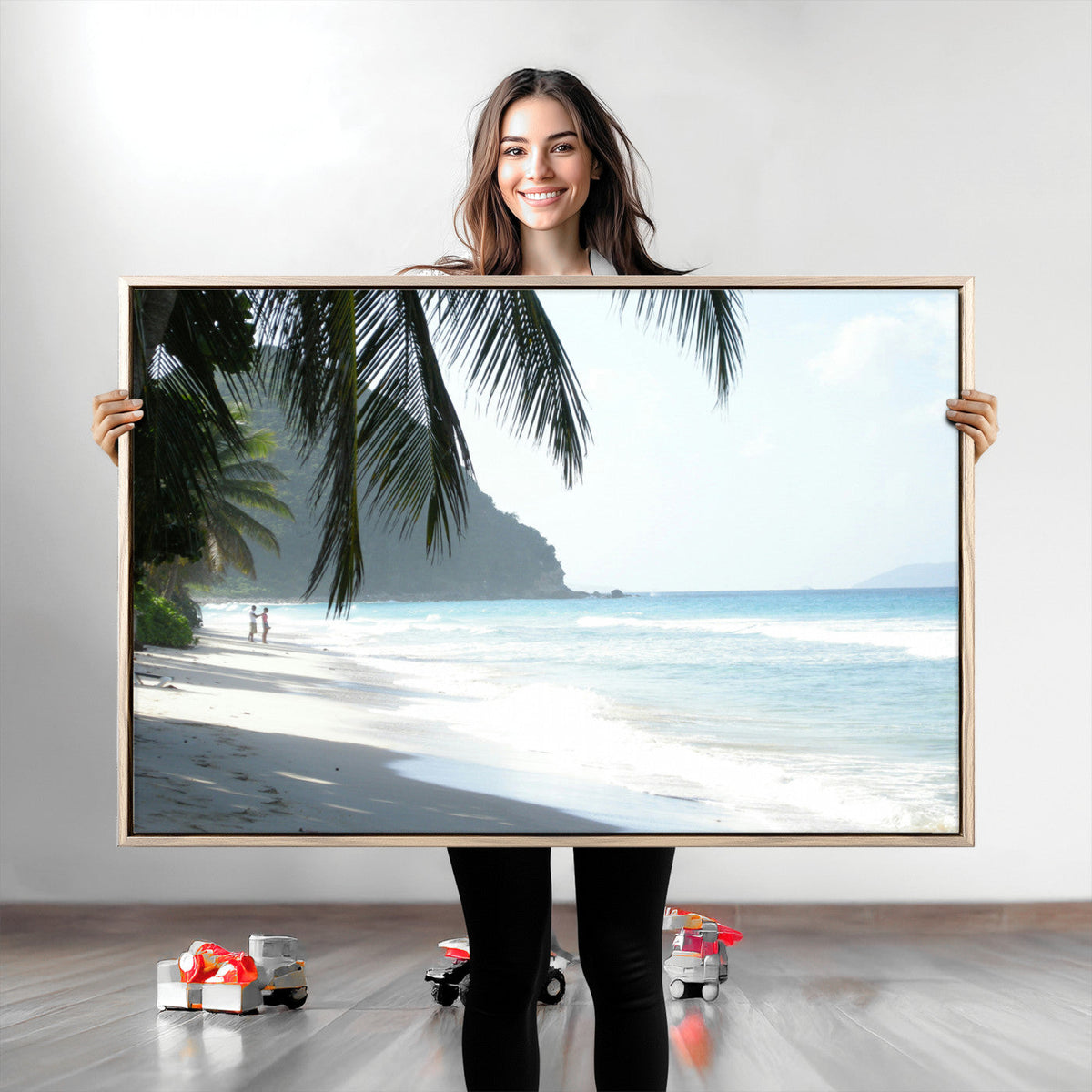 Tropical Beach Wall Art Canvas Print – Framed Serene Ocean