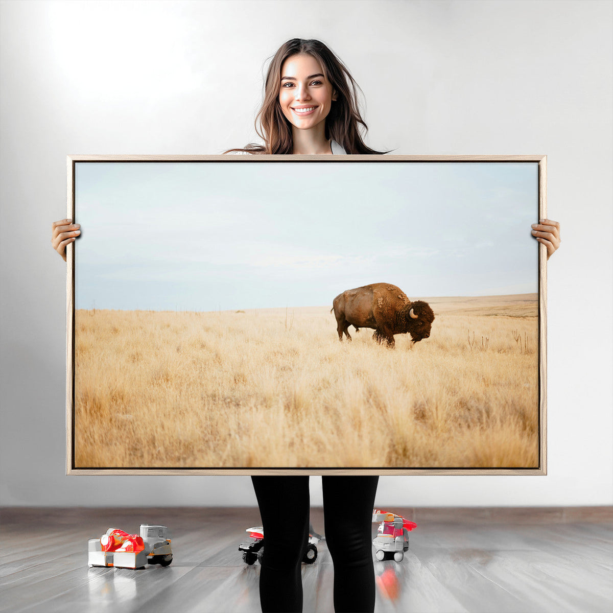 Buffalo Wall Art Canvas Print – Framed Western Wildlife