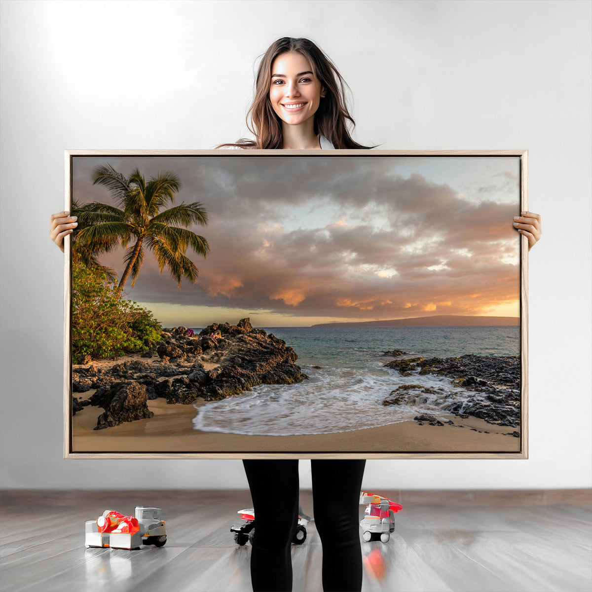 Tropical Beach Wall Art Canvas Print, Vibrant Hawaiian